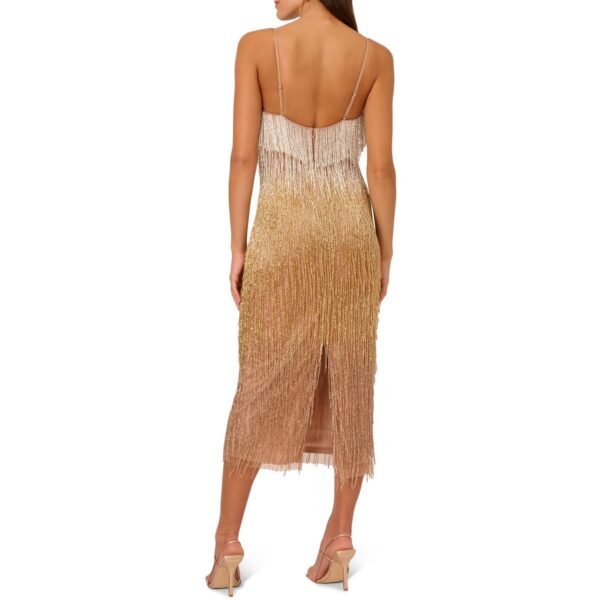 Liv Foster Womens Adjustable Straps Metallic Evening Dress